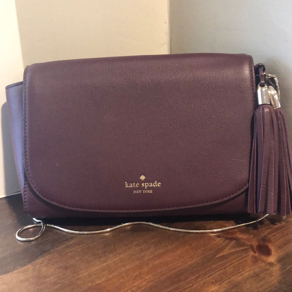Kate Spade plum mulberry tassel shoulder bag purse